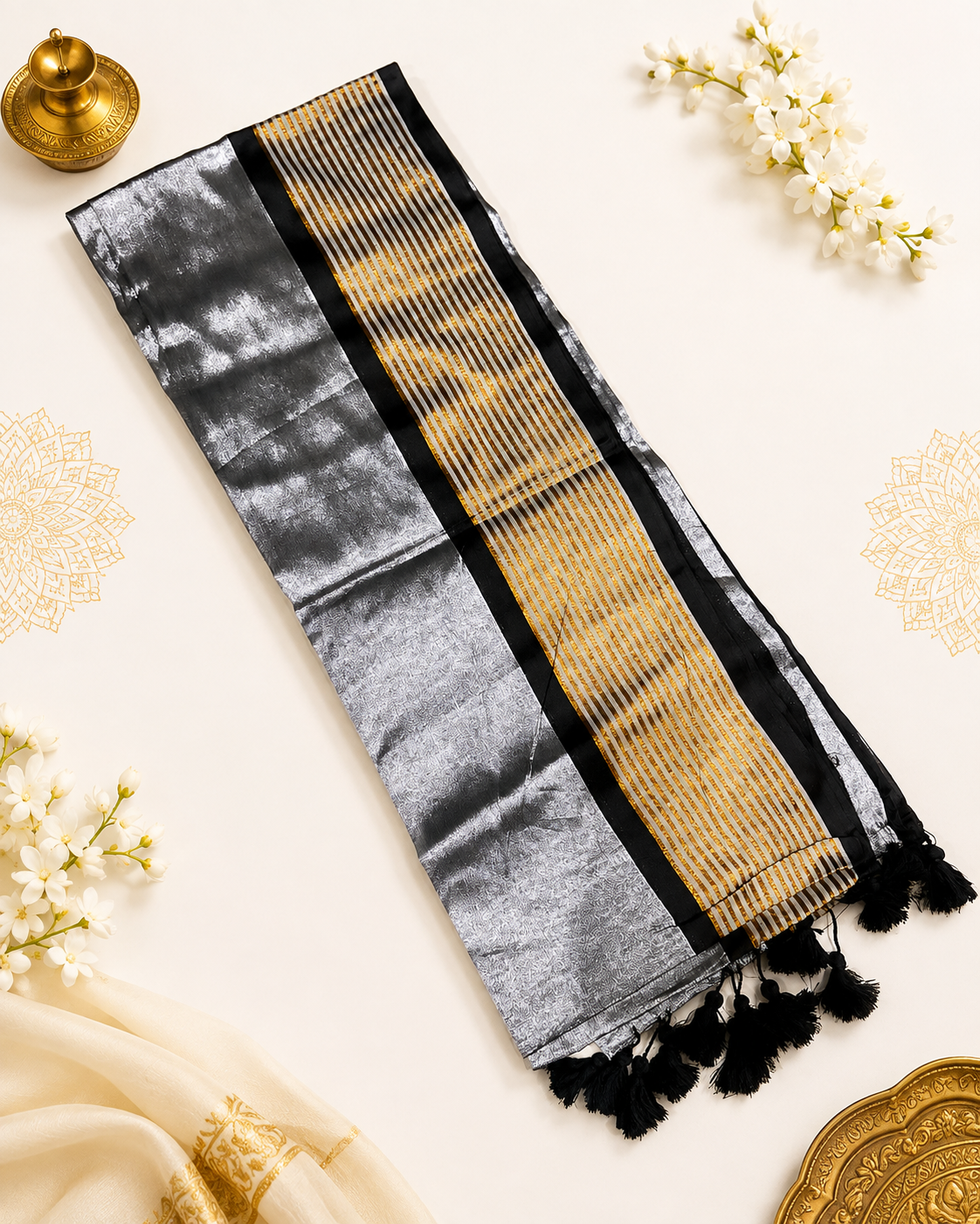 Mulcotton Saree - Luxe Monochrome