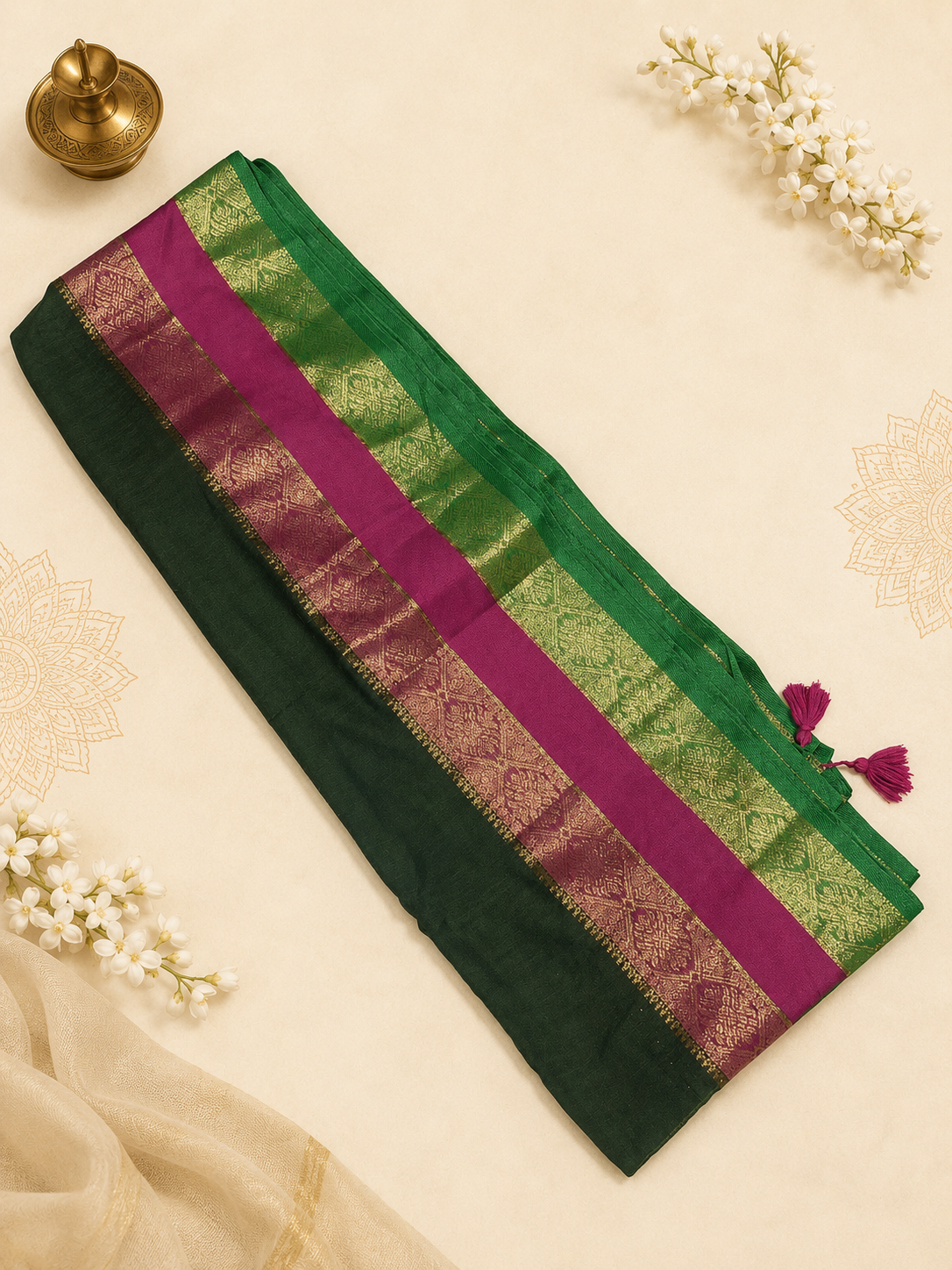 Mulcotton Saree - Grasshopper