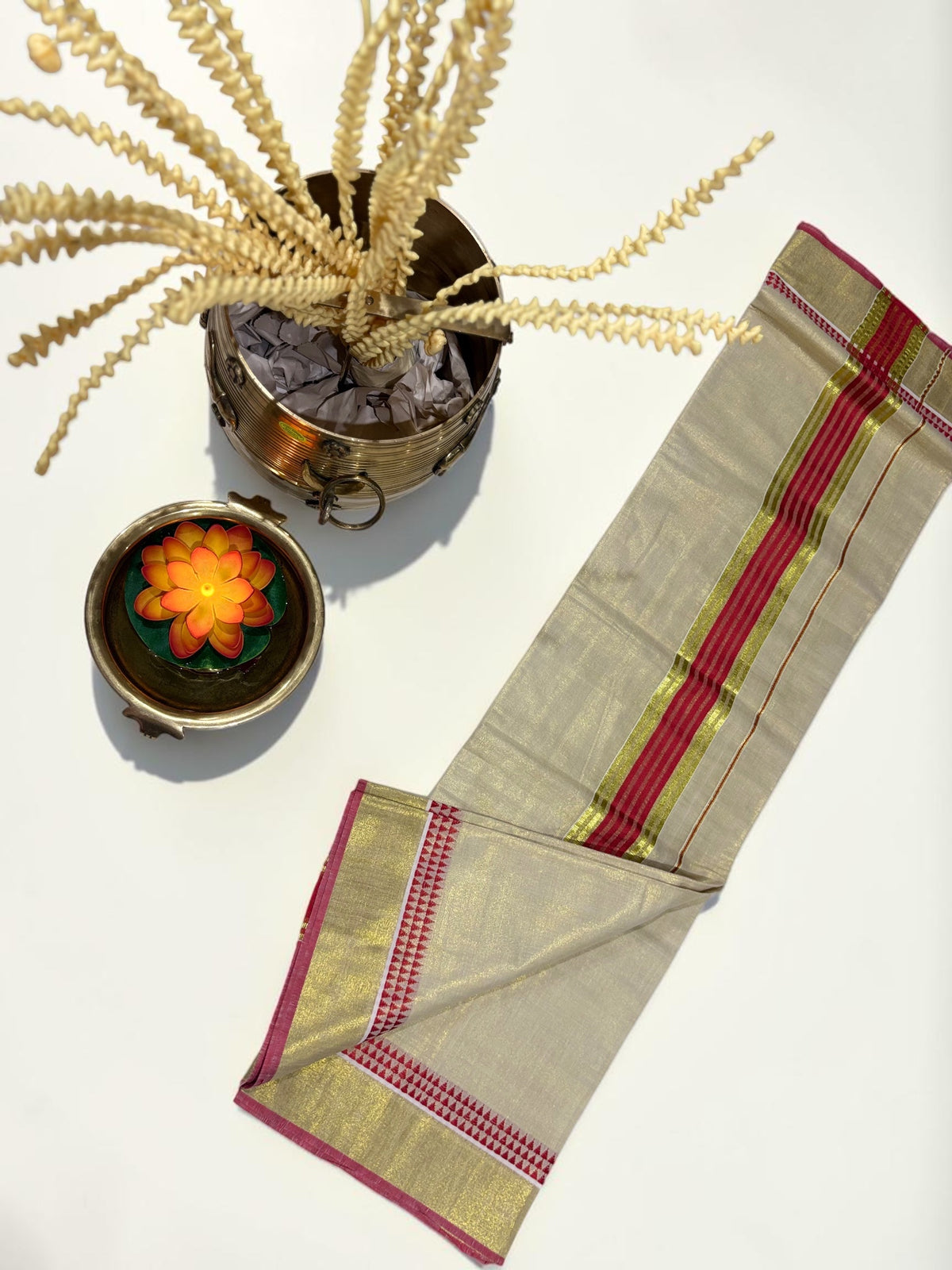 Kerala Saree - Fancy Red