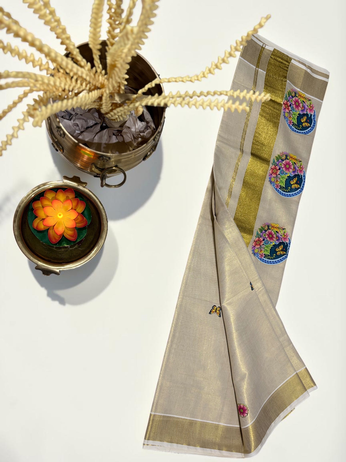 Kerala Saree - Floral Rainbow